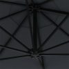 Wall-mounted Parasol with LEDs and Metal Pole 300 cm Anthracite