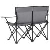 2-Seater Foldable Camping Chair Steel and Fabric Grey
