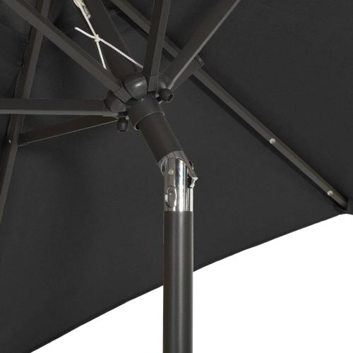 Parasol with LED Lights Black 200×211 cm Aluminium