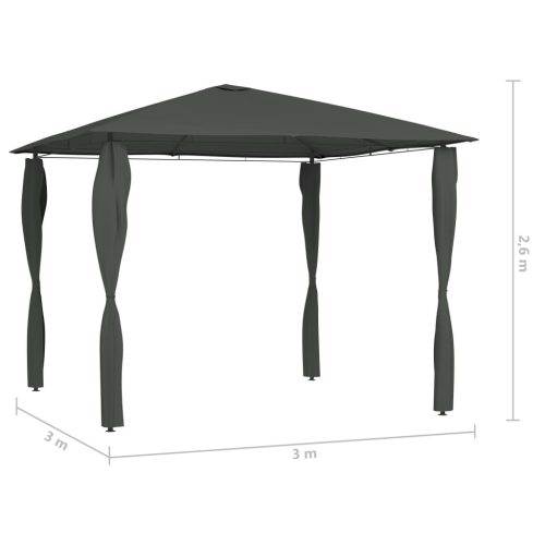 Gazebo with Post Covers 3x3x2.6 m Anthracite 160 g/m²