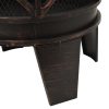 Rustic Fire Pit with Poker Φ42×54 cm Steel