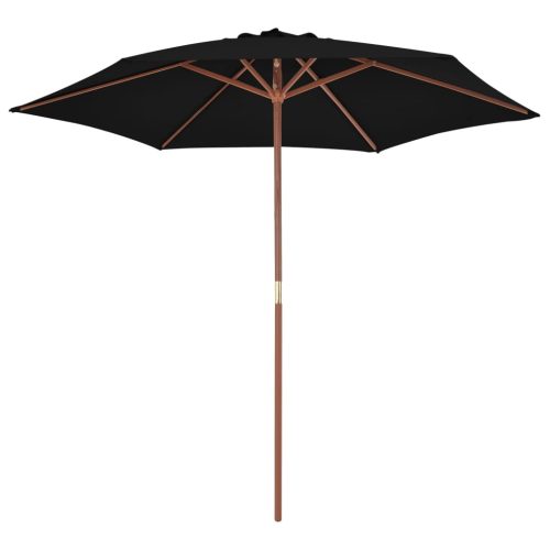 Outdoor Parasol with Wooden Pole Black 270 cm