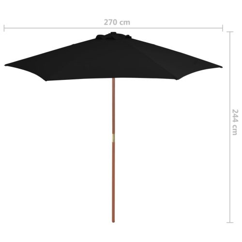 Outdoor Parasol with Wooden Pole Black 270 cm