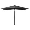 Parasol with LEDs and Steel Pole Anthracite 2×3 m