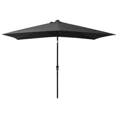 Parasol with LEDs and Steel Pole Anthracite 2×3 m