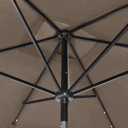 Parasol with LEDs and Steel Pole Taupe 2×3 m
