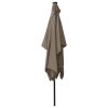 Parasol with LEDs and Steel Pole Taupe 2×3 m