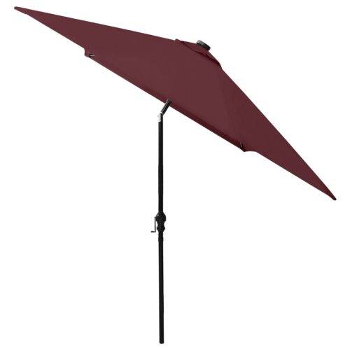 Parasol with LEDs and Steel Pole Bordeaux Red 2×3 m