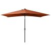 Parasol with LEDs and Steel Pole Terracotta 2×3 m