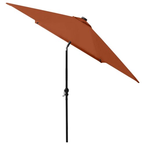 Parasol with LEDs and Steel Pole Terracotta 2×3 m