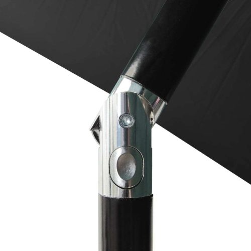 Parasol with LEDs and Steel Pole Black 2×3 m