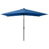 Parasol with LEDs and Steel Pole Azure Blue 2×3 m