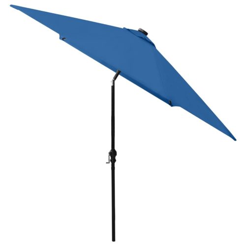 Parasol with LEDs and Steel Pole Azure Blue 2×3 m