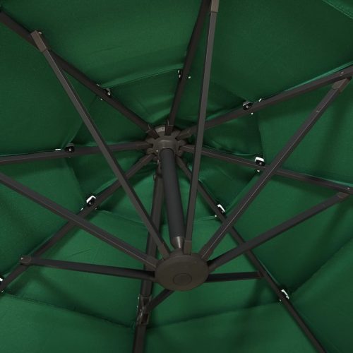 4-Tier Parasol with Aluminium Pole Green 3×3 m
