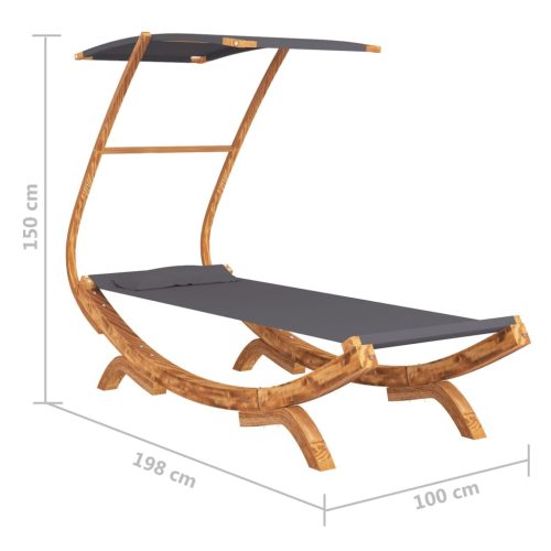 Hammock with Canopy 100x198x150 cm Solid Bent Wood Anthracite