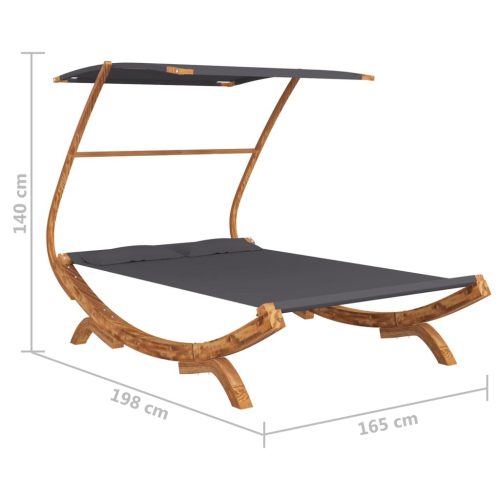 Hammock with Canopy 165x198x140 cm Solid Bent Wood Anthracite