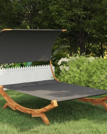 Hammock with Canopy 165x210x155cm Solid Bent Wood Anthracite