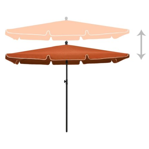 Garden Parasol with Pole 210×140 cm Terracotta