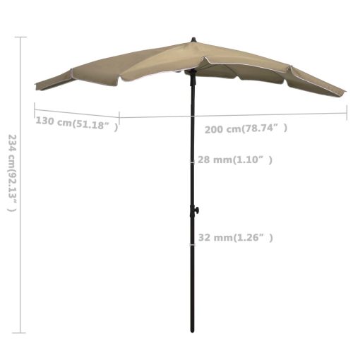 Garden Parasol with Pole 200×130 cm Taupe