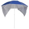 Beach Umbrella with Side Walls Blue 215 cm