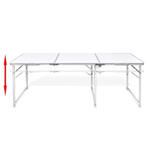 Foldable Camping Table Set with 6 Stools Height Adjustable 180 x 60 cm