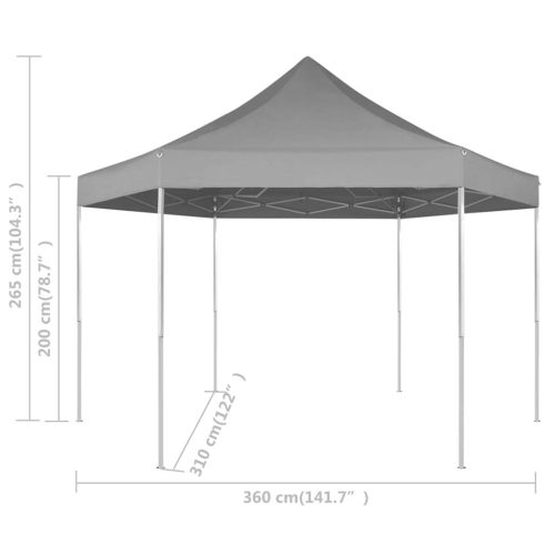 Hexagonal Pop-Up Foldable Marquee Grey 3.6×3.1 m