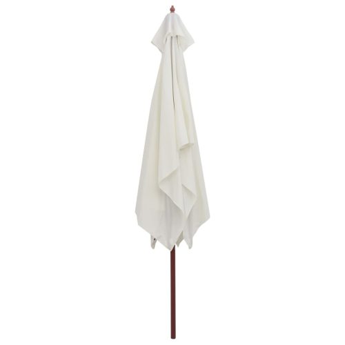 Parasol 200×300 cm Wooden Pole Cream White