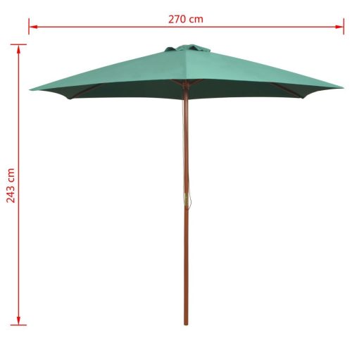 Parasol 270×270 cm Wooden Pole Green