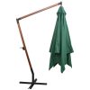 Hanging Parasol 300×300 cm Wooden Pole Green