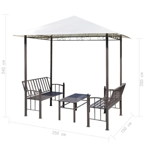 Garden Pavilion with Table and Benches 2.5×1.5×2.4 m