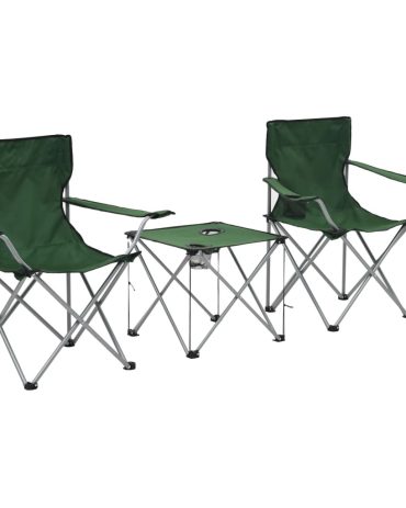 Camping Table and Chair Set 3 Pieces Green