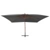 Cantilever Umbrella with Wooden Pole 400×300 cm Anthracite
