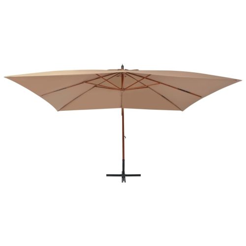 Cantilever Umbrella with Wooden Pole 400×300 cm Taupe