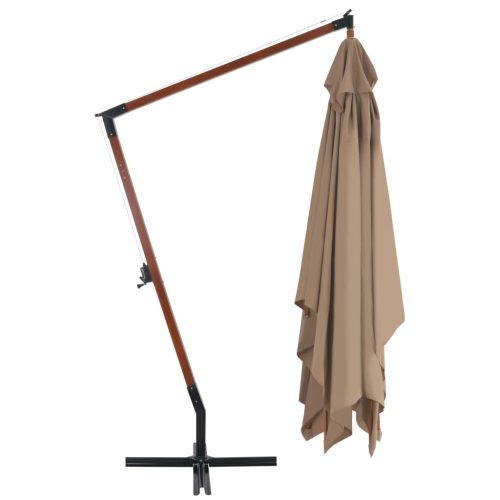 Cantilever Umbrella with Wooden Pole 400×300 cm Taupe