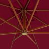 Cantilever Umbrella with Wooden Pole 400×300 cm Bordeaux Red