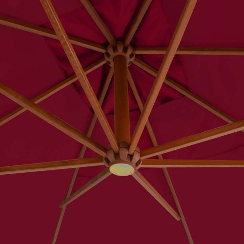 Cantilever Umbrella with Wooden Pole 400×300 cm Bordeaux Red