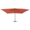 Cantilever Umbrella with Wooden Pole 400×300 cm Terracotta