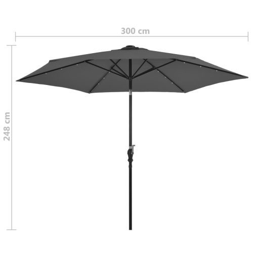 Outdoor Parasol with LED Lights and Steel Pole 300cm Anthracite