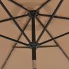 Outdoor Parasol with LED Lights and Steel Pole 300 cm Taupe
