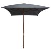 Outdoor Parasol with Wooden Pole 200×300 cm Anthracite