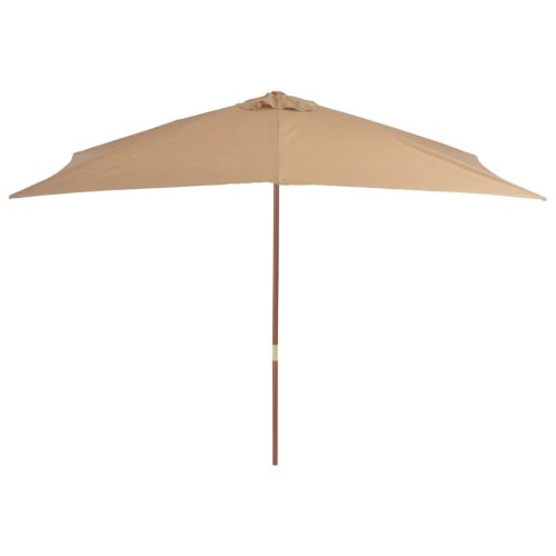 Outdoor Parasol with Wooden Pole 200×300 cm Taupe