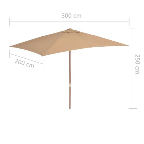 Outdoor Parasol with Wooden Pole 200×300 cm Taupe
