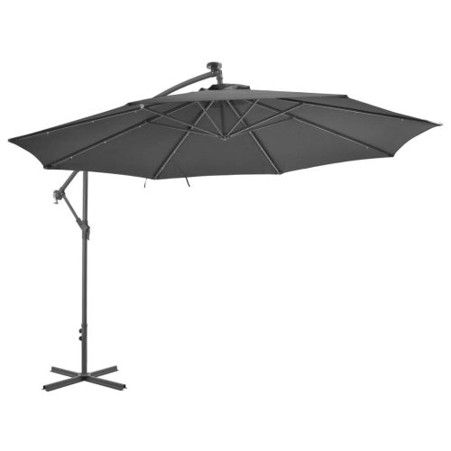 Cantilever Umbrella with LED Lights and Metal Pole 350 cm Anthracite
