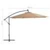 Cantilever Umbrella with LED Lights and Metal Pole 350 cm Taupe