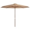 Outdoor Parasol with Wooden Pole 350 cm Taupe