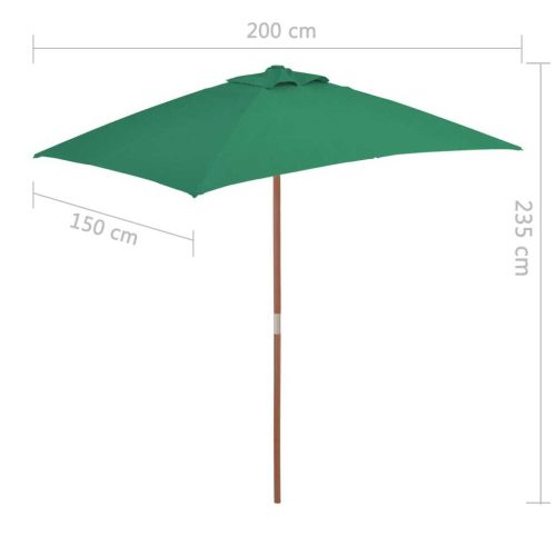 Outdoor Parasol with Wooden Pole 150×200 cm Green