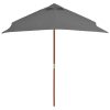 Outdoor Parasol with Wooden Pole 150×200 cm Anthracite