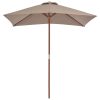 Outdoor Parasol with Wooden Pole 150×200 cm Taupe