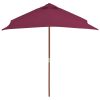 Outdoor Parasol with Wooden Pole 150×200 cm Bordeaux Red
