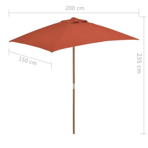 Outdoor Parasol with Wooden Pole 150×200 cm Terracotta